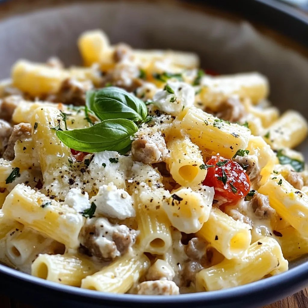 Rigatoni in Hack-Feta-Creme