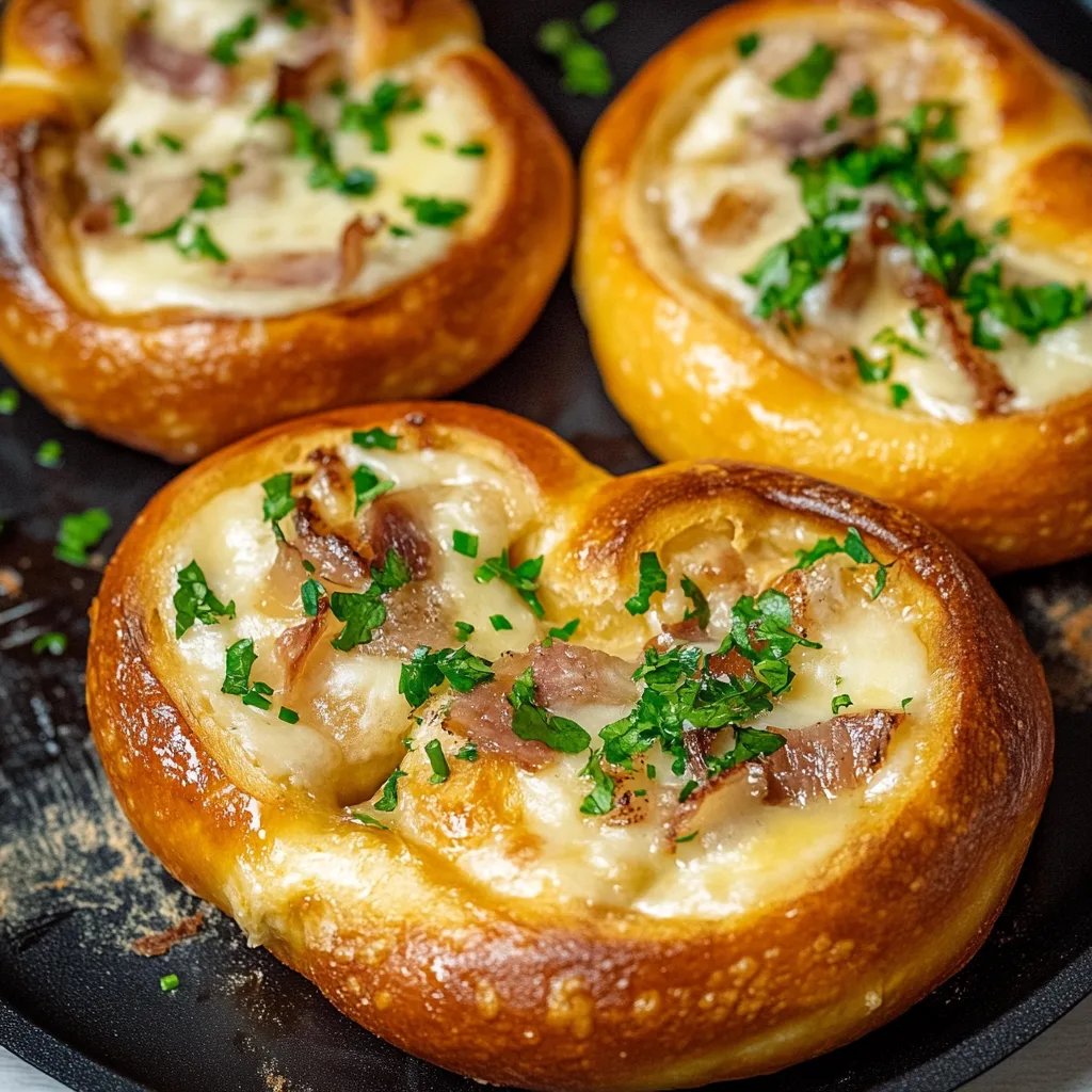 Gefüllte Brezeln mit Schmand, Schinken & Käse