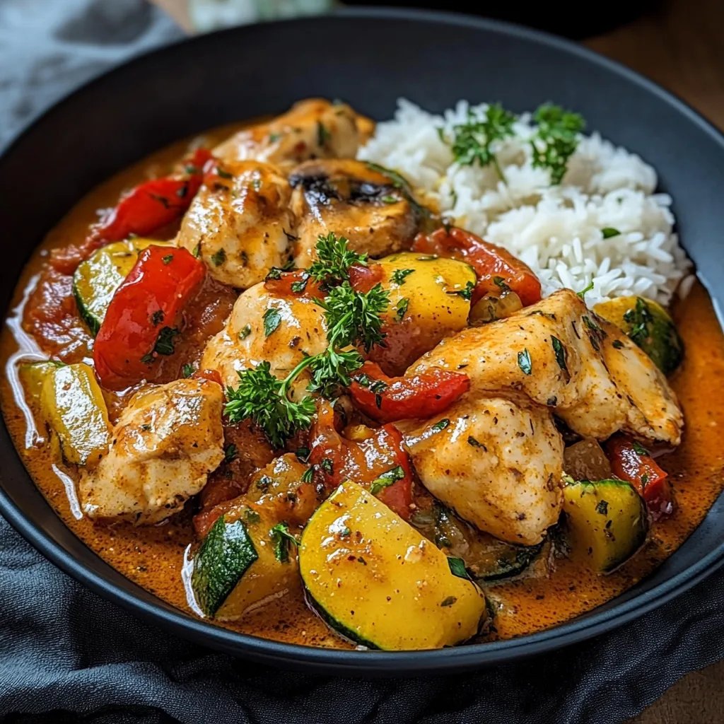 Paprika-Zucchini-Sahne-Hähnchen