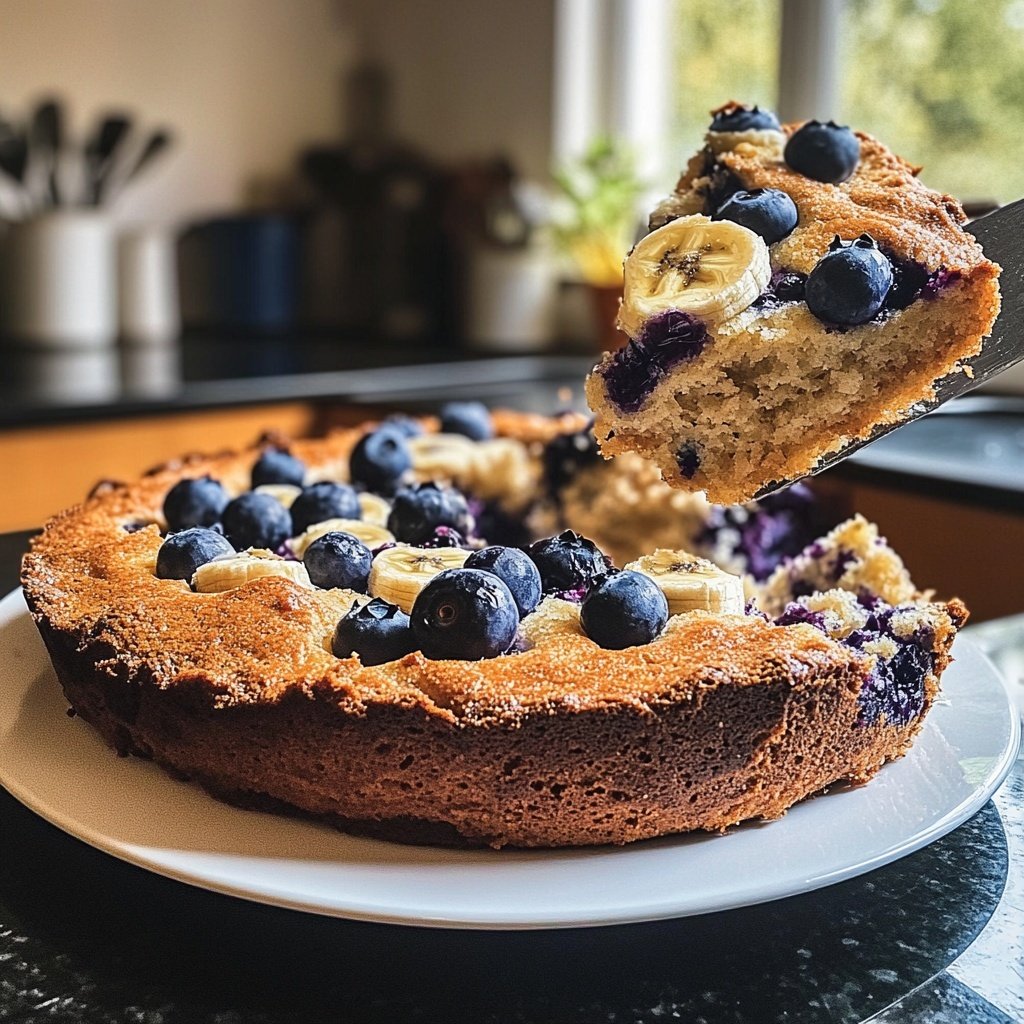 Bananenkuchen mit Blaubeeren