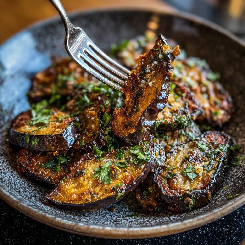 Auberginen aus der Pfanne knusprig