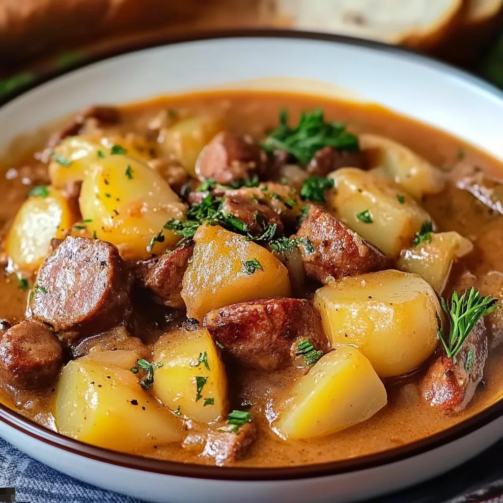 Kartoffelgulasch mit Würstchen