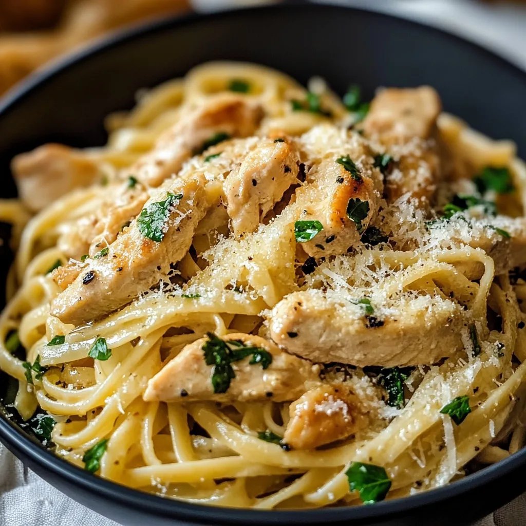 Einfache Knoblauch-Parmesan-Hähnchen-Pasta