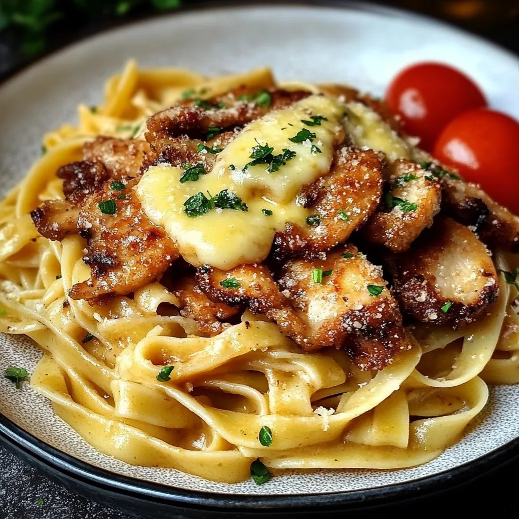Knuspriges Hähnchen mit cremiger Pasta