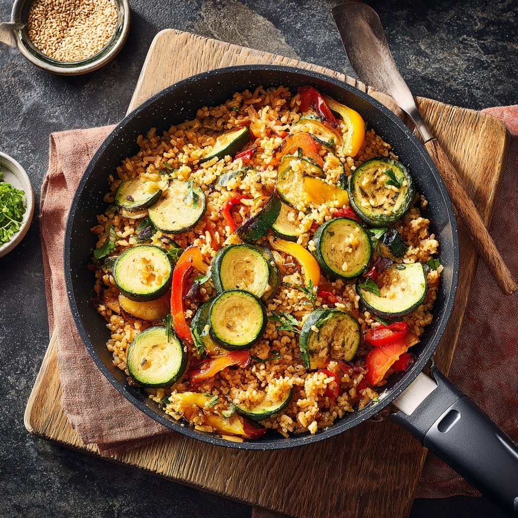 Kalorienarme Reispfanne Mit Zucchini