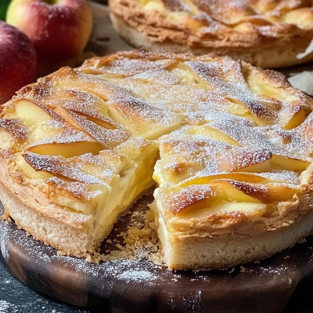 Blätterteig Kuchen mit Pudding und Apfel