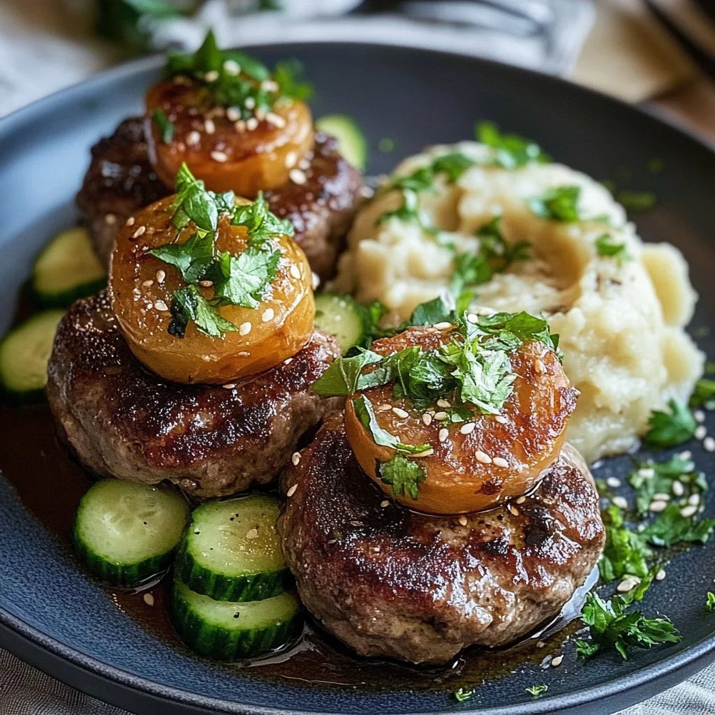 Herzhafte Fleischbällchen mit frischem Gurkensalat und cremigem Kartoffelstampf