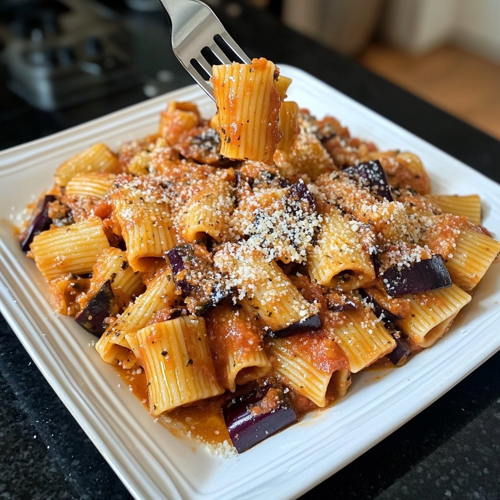 Rigatoni mit Auberginen-Tomatensauce